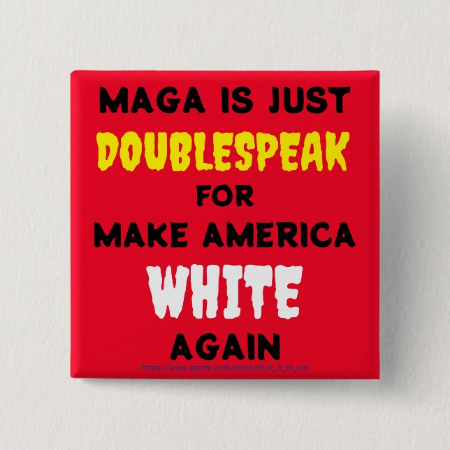 The truth about Trump & Maga's racism & fascism,  15 Cm Square Badge (Front)