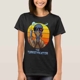 The Turkeynator Funny Thanksgiving Turkey With Sun T-Shirt