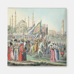 The Turkish Sultan reviewing his Janissaries (engr Magnet