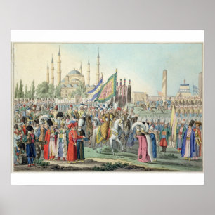 The Turkish Sultan reviewing his Janissaries (engr Poster