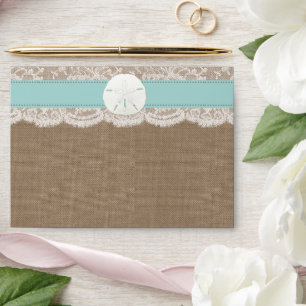 The Turquoise Sand Dollar Beach Wedding Collection Envelope