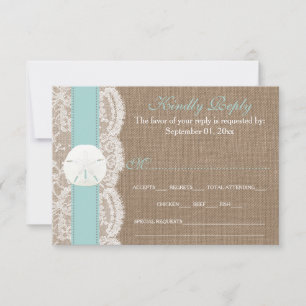 The Turquoise Sand Dollar Wedding Collection RSVP Card
