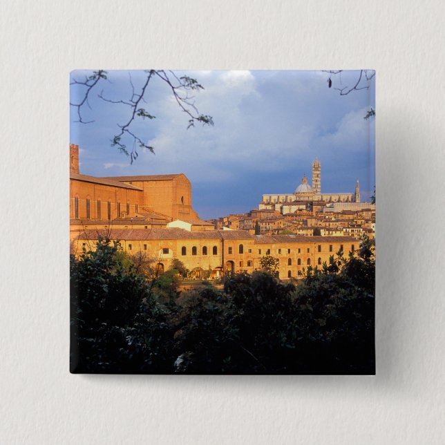 The Tuscan village of Sienna, Italy. 15 Cm Square Badge (Front)