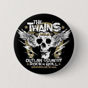 The TWAINS Skull n' Horseshoe Button