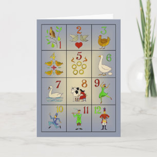 The Twelve Days of Christmas Song Poster Holiday Card