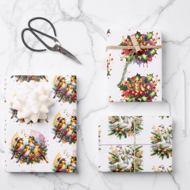 The Twelve Days of Christmas Wrapping Paper Sheet (Front)