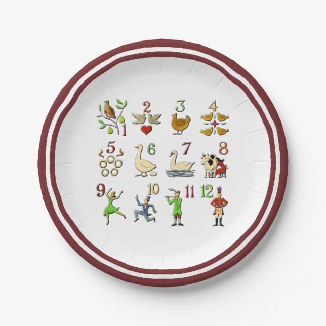 The Twelve Days of Christmas Your Border Colour Paper Plate (Front)