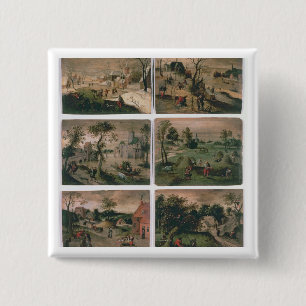 The Twelve Months of the Year: January, February, 15 Cm Square Badge