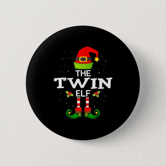 The Twin Elf Christmas Family Matching Pajama  6 Cm Round Badge (Front)