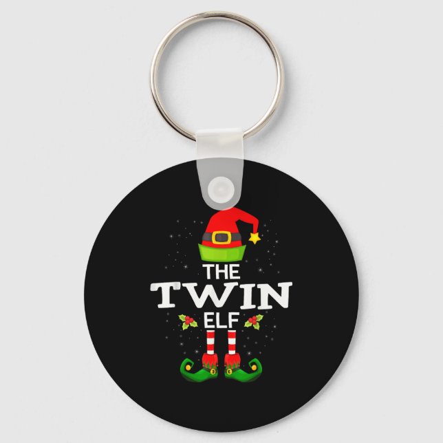 The Twin Elf Christmas Family Matching Pajama  Key Ring (Front)