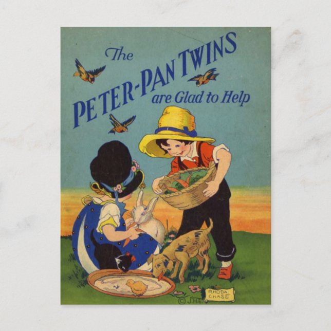 The Twins Are Glad to Help Postcard (Front)
