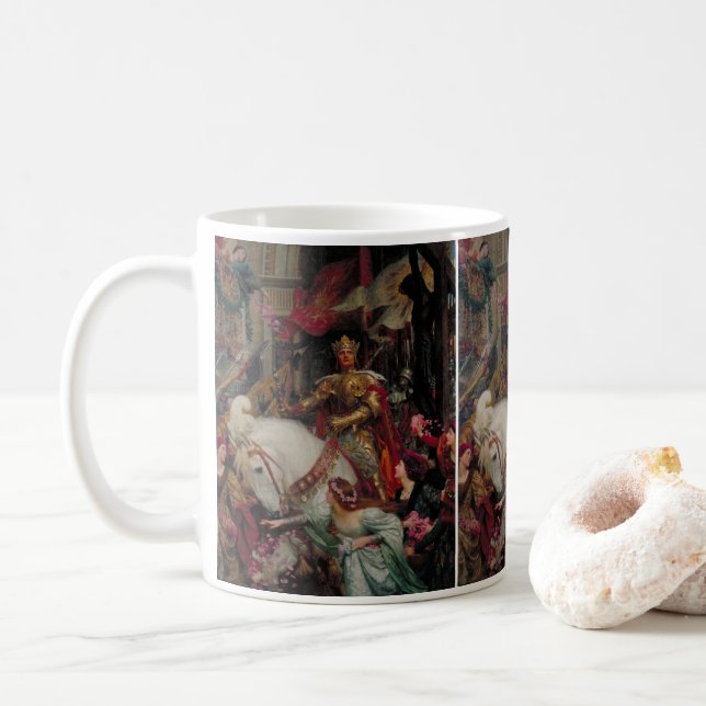 The Two Crowns by Sir Frank Bernard Dicksee Coffee Mug (With Donut)