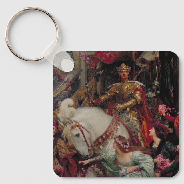 The Two Crowns by Sir Frank Bernard Dicksee Key Ring (Front)