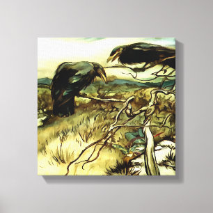 The Two Crows or Twa Corbies Makin A Mane Canvas Print