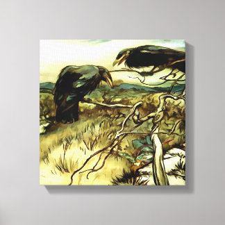 The Two Crows or Twa Corbies Makin A Mane Canvas Print