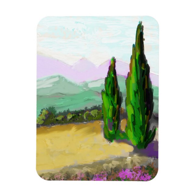 The two cypress trees in Provence, Vaucluse. Magnet (Vertical)