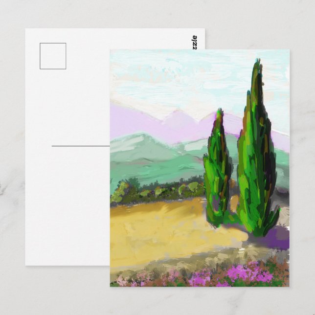The two cypress trees in Provence, Vaucluse. Postcard (Front/Back)