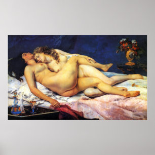 The Two Girlfriends by Gustave Courbet Poster