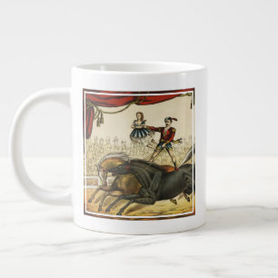 The Two Horse Act, Circus Performance, Circa 1874. Large Coffee Mug