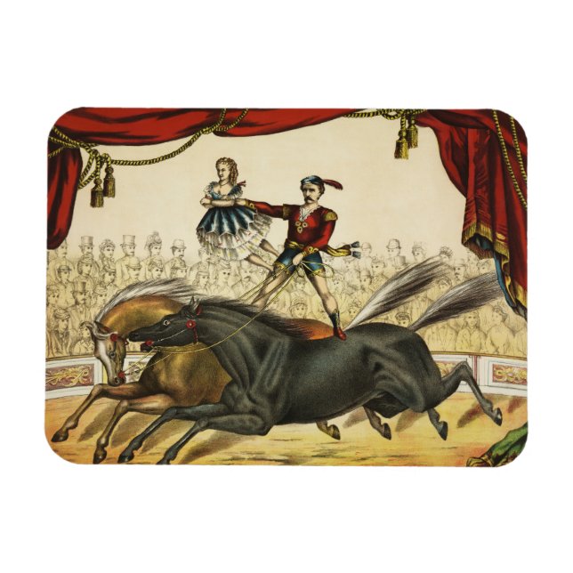 The Two Horse Act, Circus Performance, Circa 1874. Magnet (Horizontal)