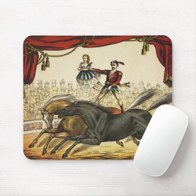 The Two Horse Act, Circus Performance, Circa 1874. Mouse Mat (With Mouse)