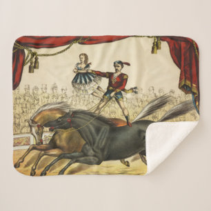 The Two Horse Act, Circus Performance, Circa 1874. Sherpa Blanket