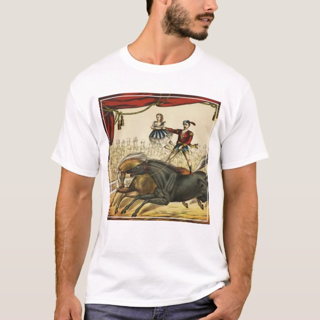 The Two Horse Act, Circus Performance, Circa 1874. T-Shirt (Front)