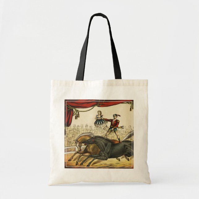 The Two Horse Act, Circus Performance, Circa 1874. Tote Bag (Front)