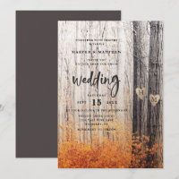 The Two Lovers Carved Trees Fall Forest Wedding