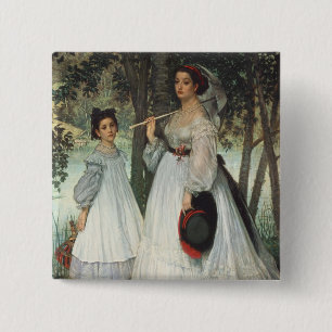 The Two Sisters: Portrait, 1863 15 Cm Square Badge