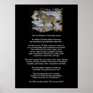 The TWO WOLVES CHEROKEE TALE Art Poster