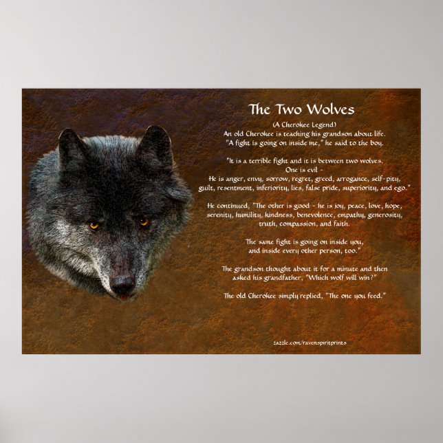 The TWO WOLVES CHEROKEE TALE Art Poster (Front)