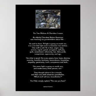The TWO WOLVES CHEROKEE TALE Art Poster