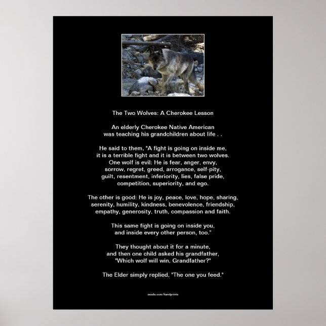 The TWO WOLVES CHEROKEE TALE Art Poster (Front)