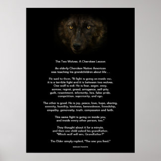 The TWO WOLVES CHEROKEE TALE Native American Print