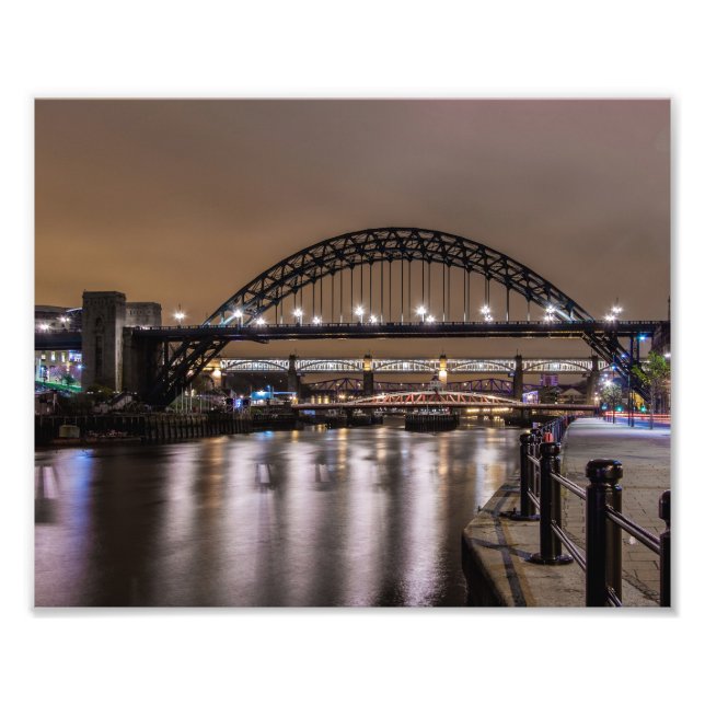The Tyne Bridges at Night Photo Print (Front)