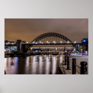 The Tyne Bridges at Night Poster
