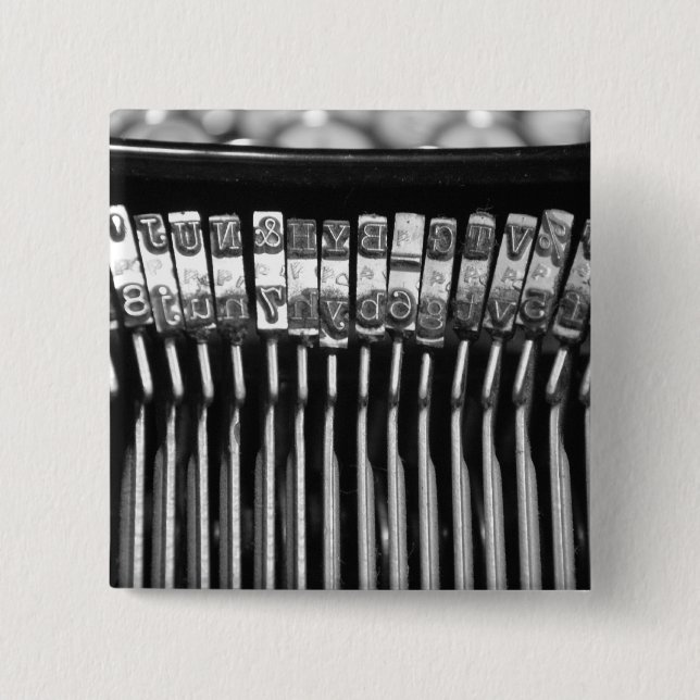 the typewriter 15 cm square badge (Front)
