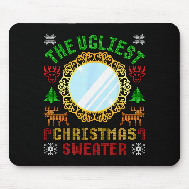 The Ugliest Ugly Christmas Sweater With Mirror Fun Mouse Mat (Front)