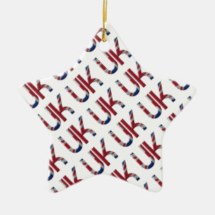 The UK Union Jack British Flag Typography Elegant Ceramic Tree Decoration