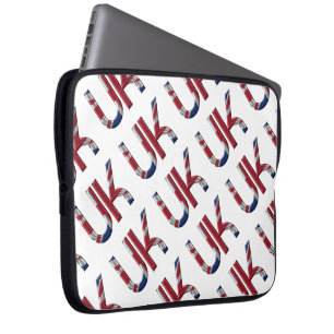 The UK Union Jack British Flag Typography Elegant Laptop Sleeve