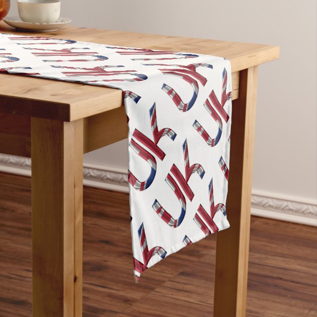 The UK Union Jack British Flag Typography Elegant Long Table Runner (In Situ)