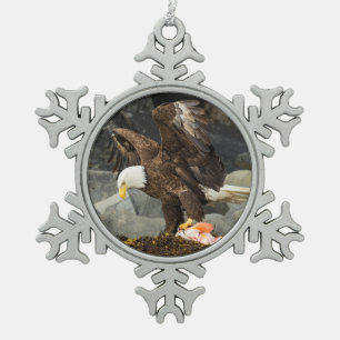 The Ultimate Bald Eagle Snowflake Pewter Christmas Ornament