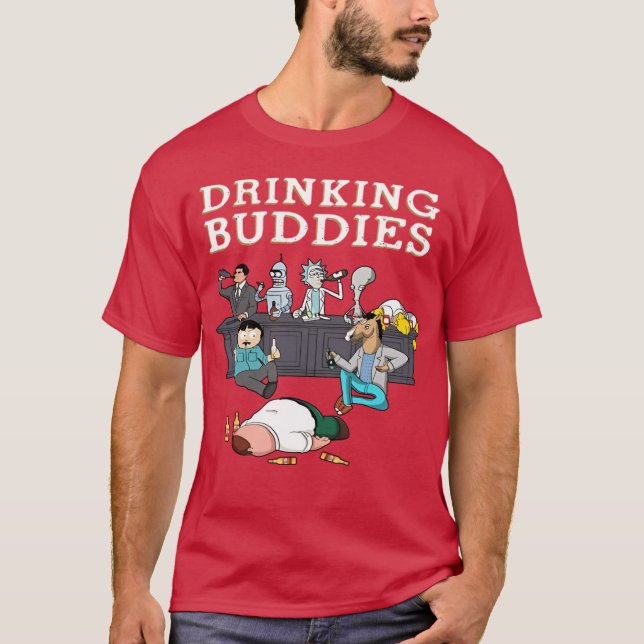 The Ultimate Cartoon Drinking Buddies - print T-Shirt (Front)
