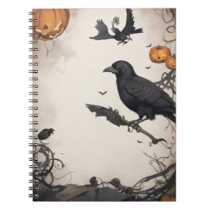 The Ultimate Halloween Stationery Crow and Skull Notebook