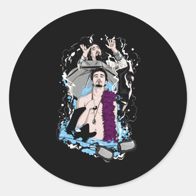 The Umbrella Academy Klaus Illustrated Classic Round Sticker (Front)