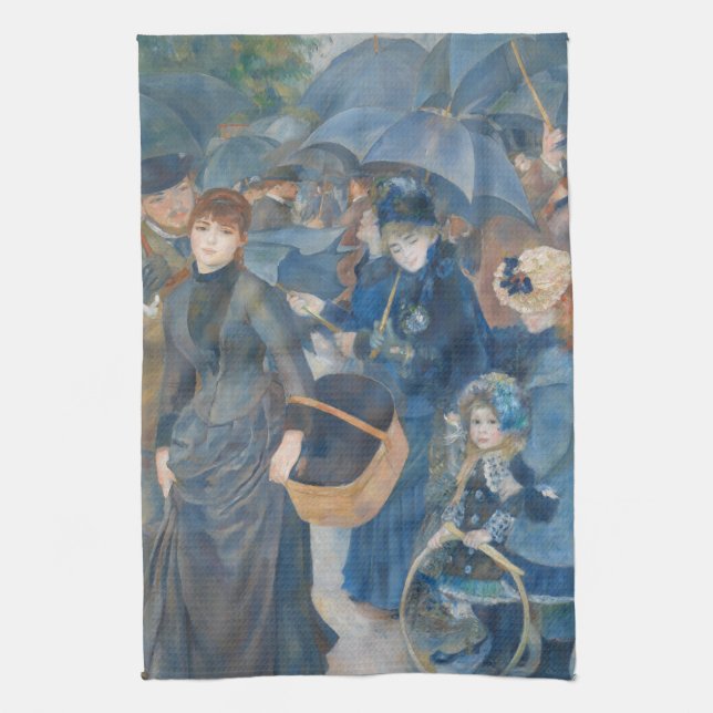 The Umbrellas by Pierre-Auguste Renoir (1881-86) Tea Towel (Vertical)
