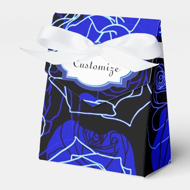 The Unattainable Blue Roses Floral Tent Favour Box (Front Side)