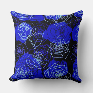 The Unattainable Blue Roses Floral Throw Pillow
