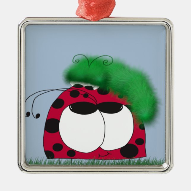 The Uncommon Friends Ladybug and Caterpillar Metal Tree Decoration (Front)